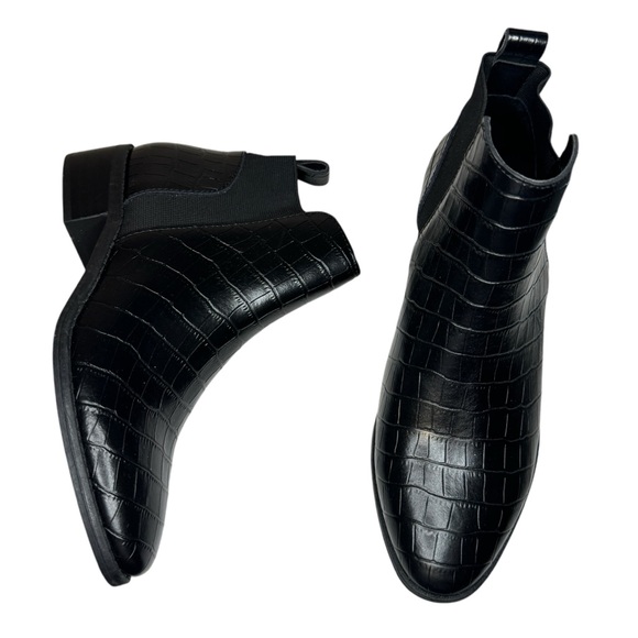 Dolce Vita Shoes - Dolce Vita Tristan Bootie Croc Embossed Leather Ankle Boot Black Shoes Womens 7